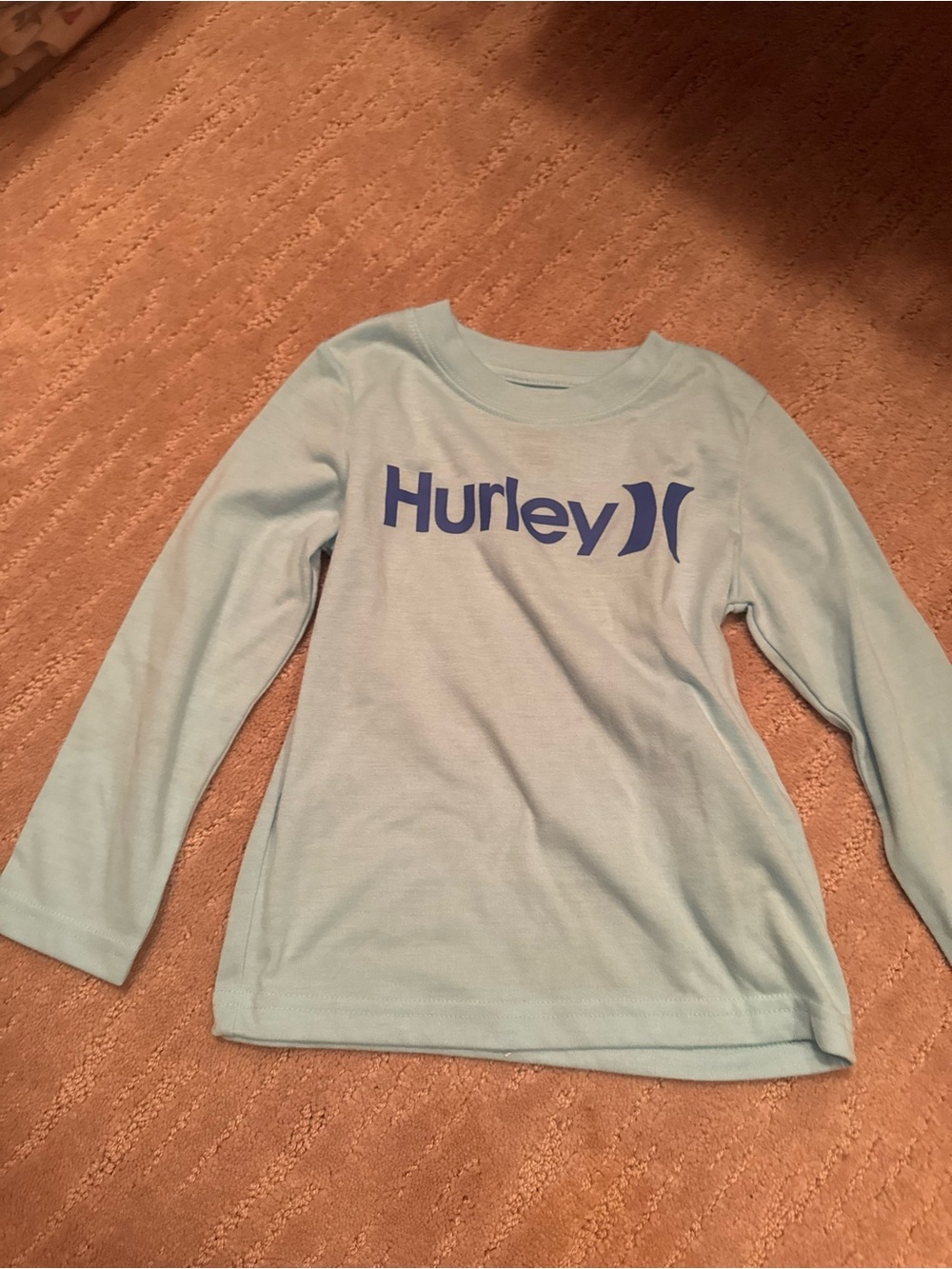 Hurley Light Blue Long Sleeve Tee with Bold Blue Logo